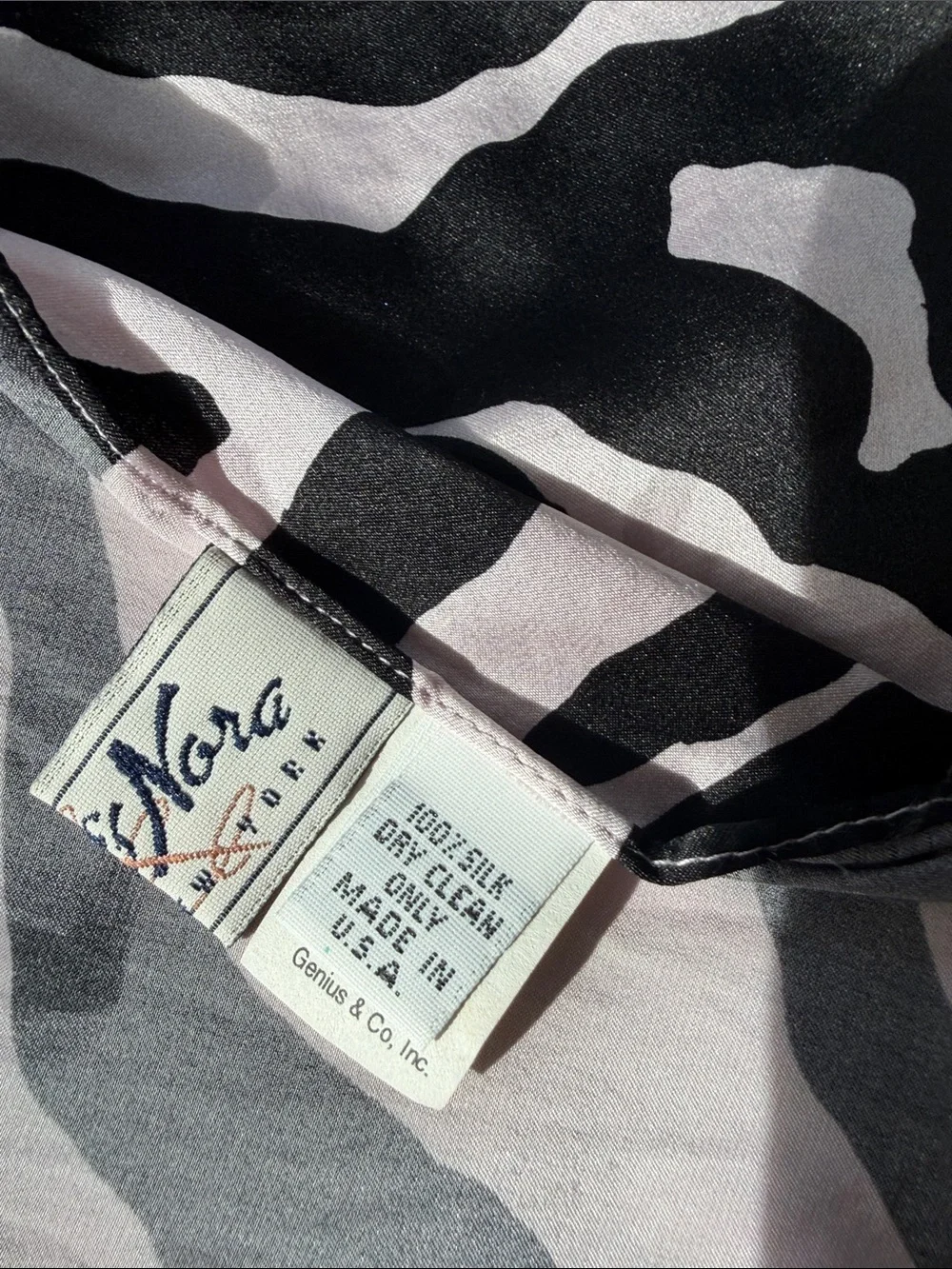 Nick & Nora Black and Light Pink Zebra Print Scarf